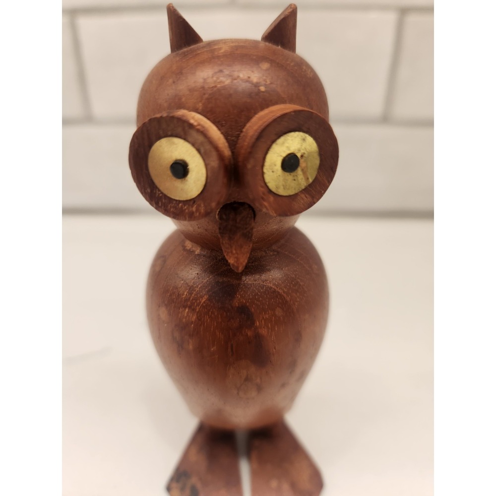 Vintage Laurids Lonborg Wooden Owl Figurine MCM Carved Teak Danish Eames Era 5" - Picture 2 of 11